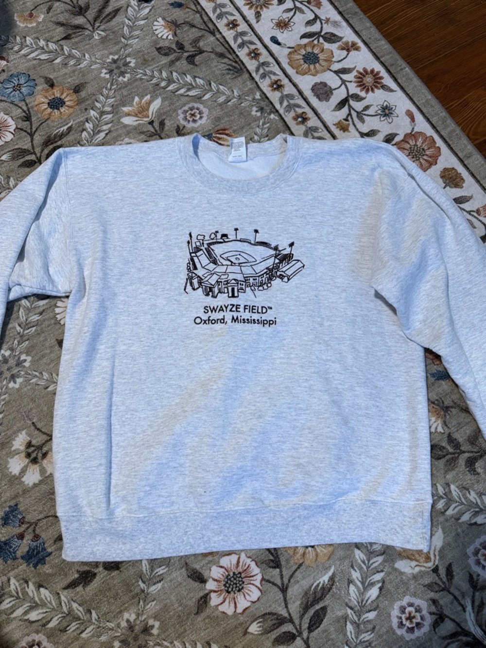 Hanes Light Gray Crewneck Sweatshirt with Black Stadium Graphic